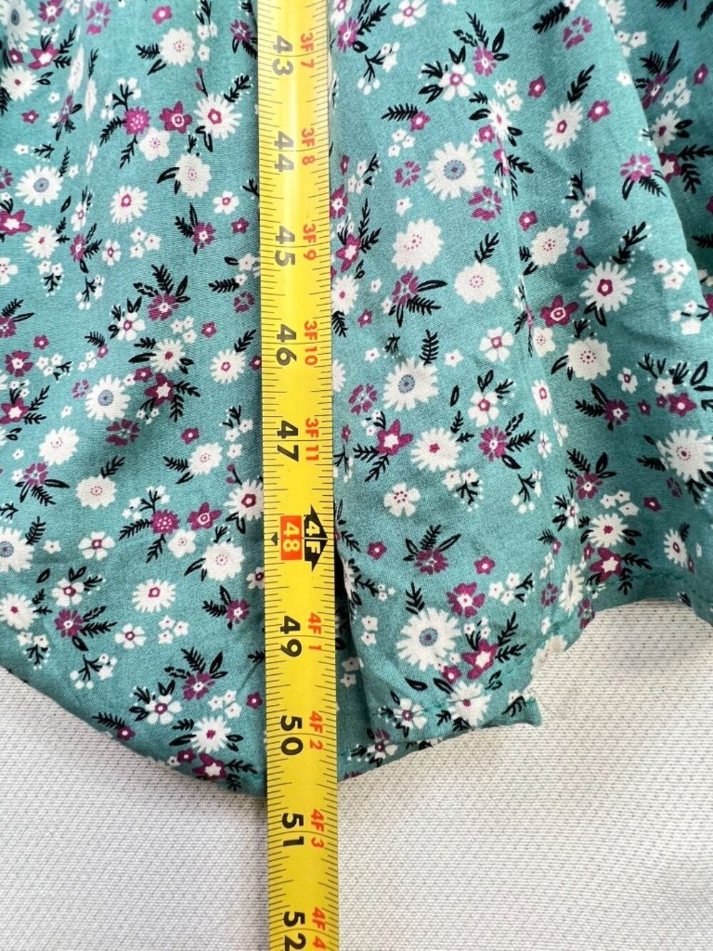 Womens Cottagecore Drawstring Maxi Dress Flutter Sleeve 18-20 Green Blue Floral - Picture 6 of 15